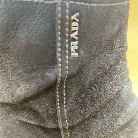 Prada Brown Leather Ankle Boots. Size 38 US 8 - Picture 7 of 12